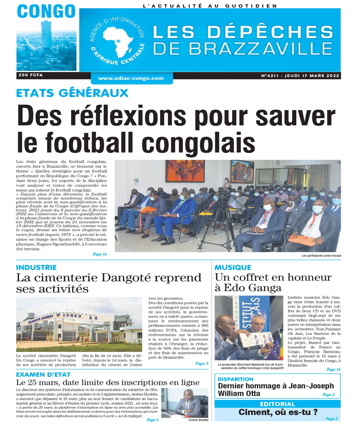 Cover Les Dépêches de Brazzaville - 4211 