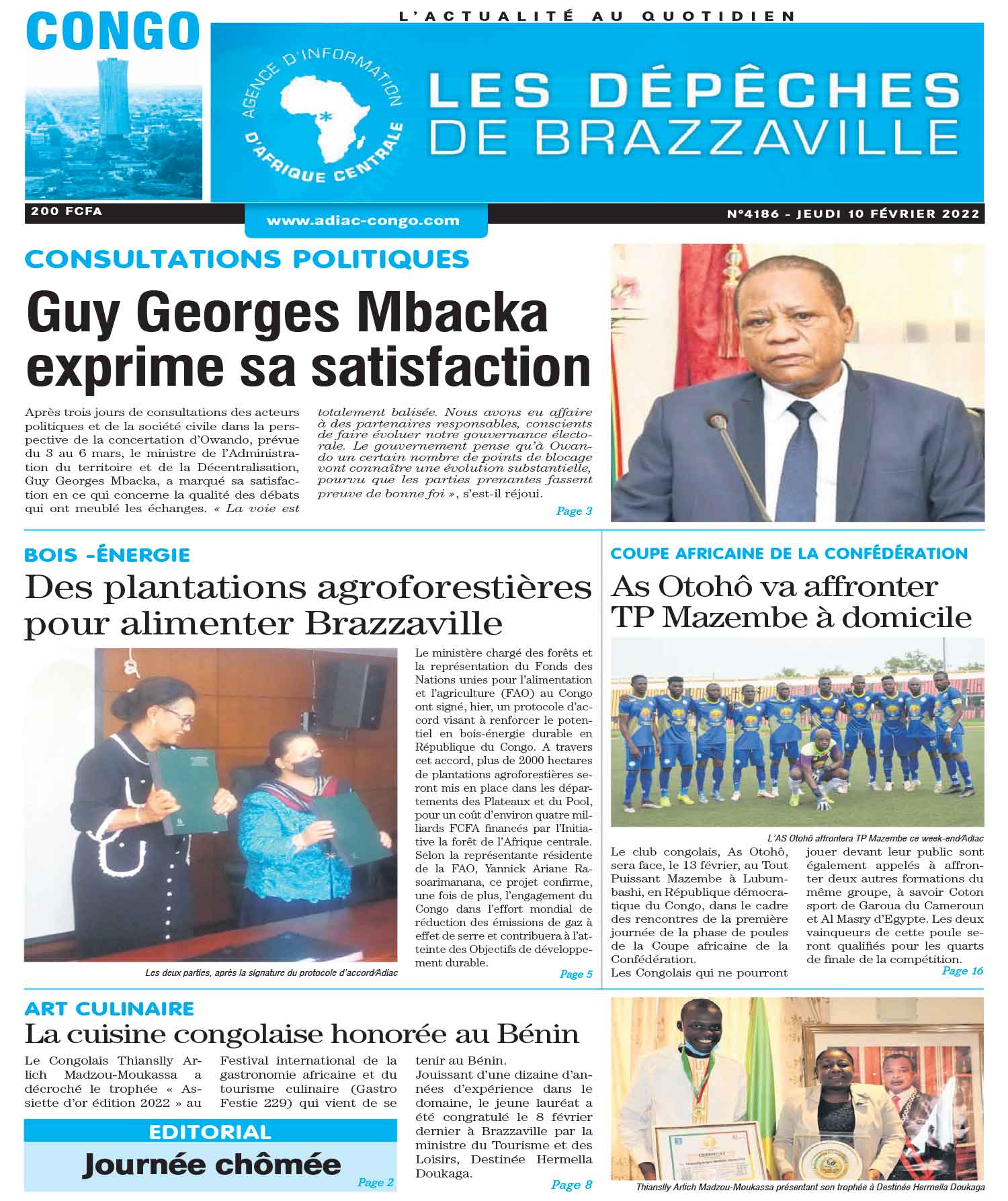 Cover Les Dépêches de Brazzaville - 4186 