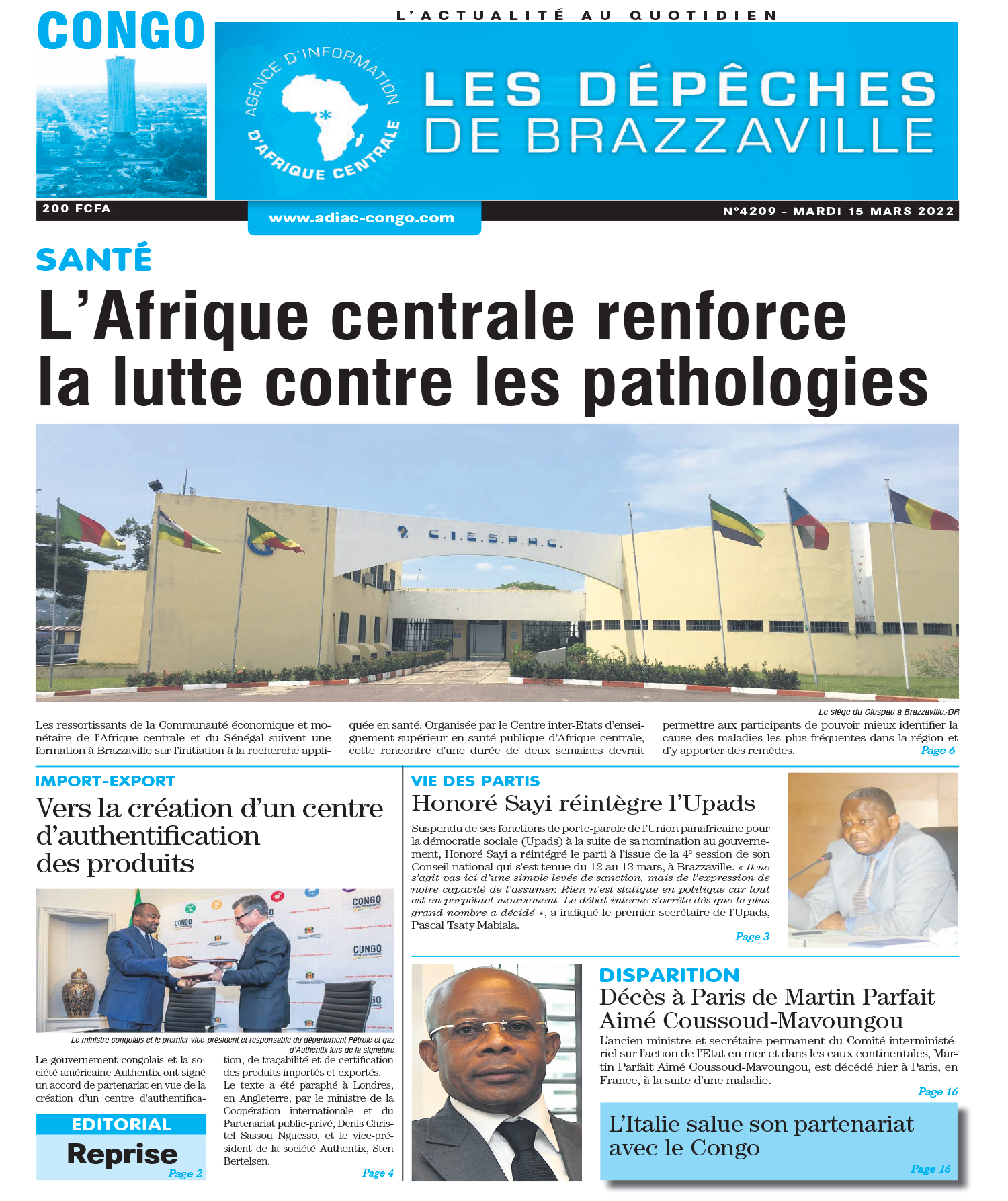Cover Les Dépêches de Brazzaville - 4209 