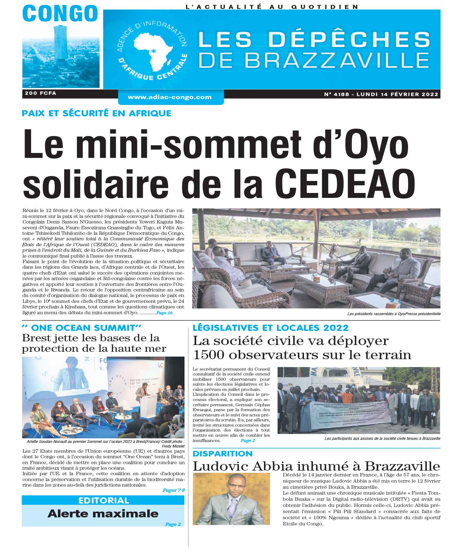 Cover Les Dépêches de Brazzaville - 4188 