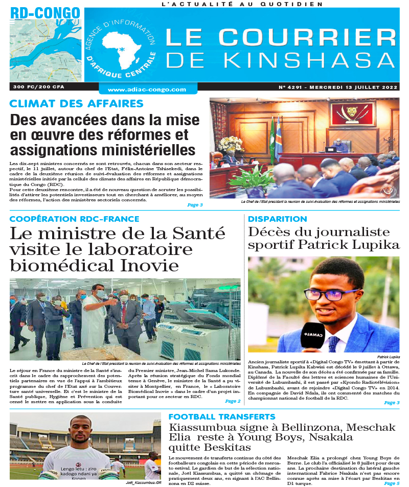 Cover Le Courrier de Kinshasa - 4291 