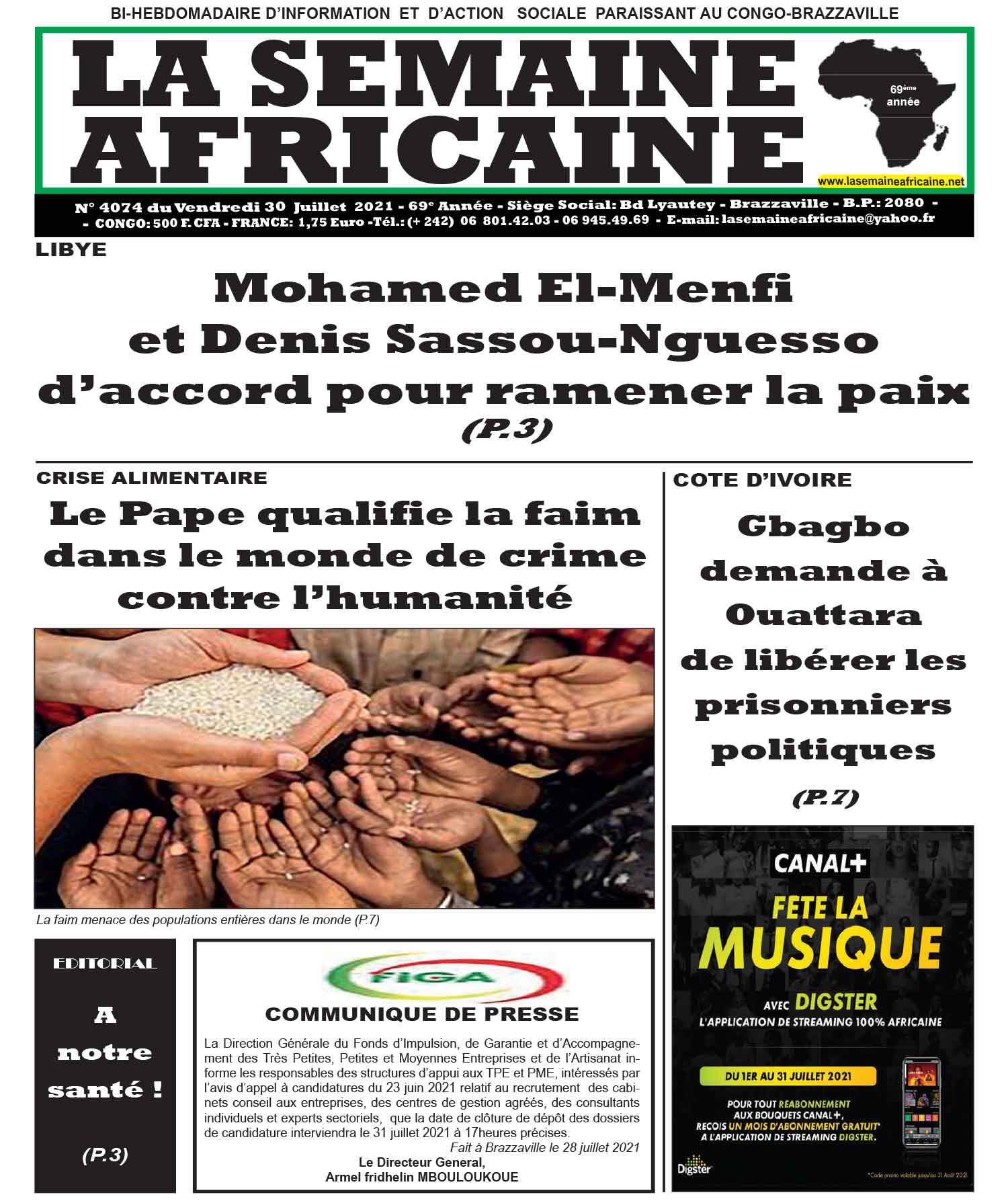 Cover La Semaine Africaine - 4074 